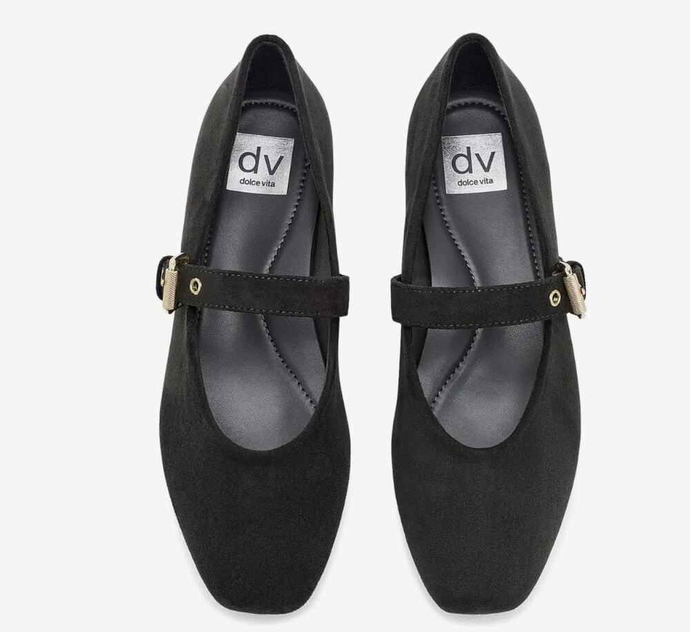 DV Dolce Vita Mauryce Buckle Flat Black Smooth Mary Jane Shoes Size 10